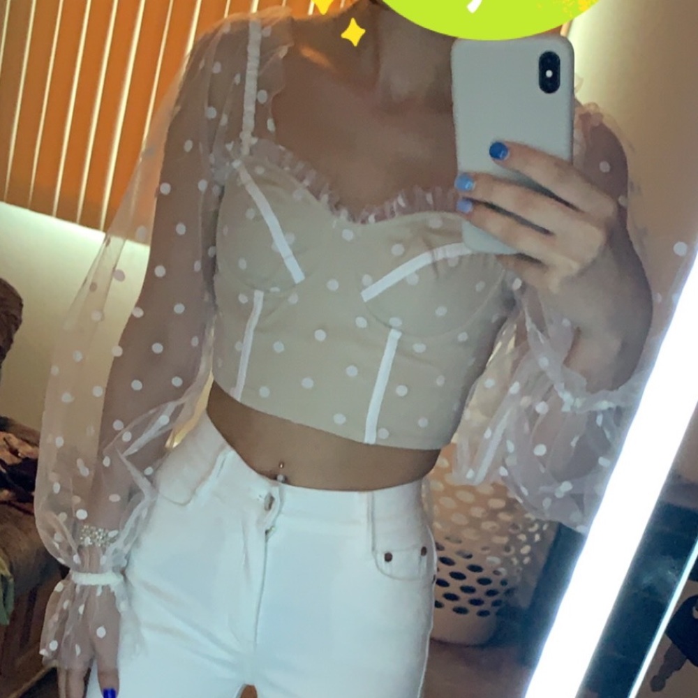 Nude and white crop top